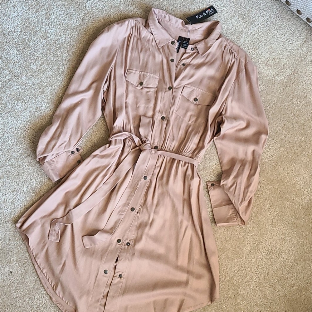 Long sleeve Mini dress with elastic waist